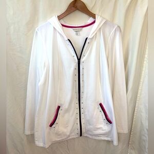 Christopher and Banks Activewear Lightweight Zip-Up White Jacket Size XL
